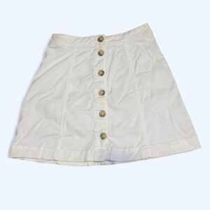 Divided Cream Button-Up Mini Skirt